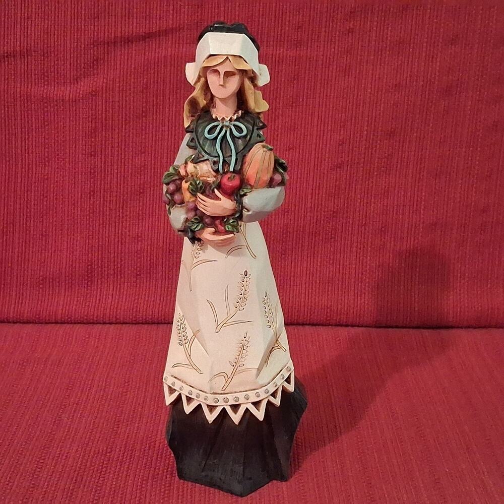 Pacific Rim Cubist Thanksgiving Pilgrim Resin Decor Woman Figure 9" Vegetables